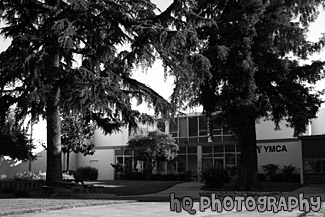 YMCA Building black and white picture