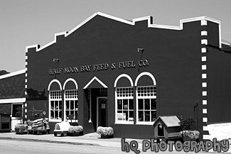 Half Moon Bay Feed & Fuel Co. black and white picture