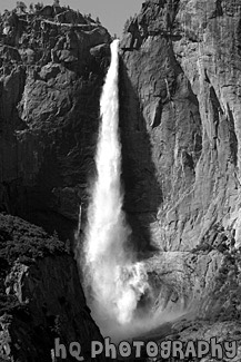 Yosemite Falls Close Up black and white picture