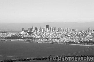 City of San Francisco & Golden Gate Bridge black and white picture