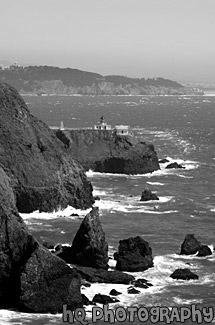 Point Bonita Lighthouse black and white picture