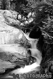 Waterfalls of Paradise River black and white picture