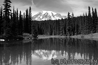 Mount Rainier & Reflections in Reflection Lake black and white picture