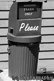 Trash Can black and white picture