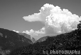 Yosemite & Half Dome in Distance black and white picture