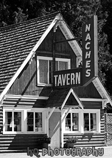 Tavern Building black and white picture