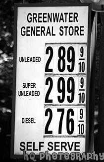 High Gas Prices Sign black and white picture