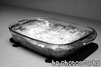 Meat Lasagna black and white picture