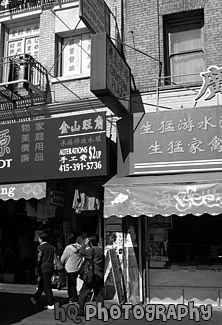 Chinatown Sidewalk, San Francisco black and white picture