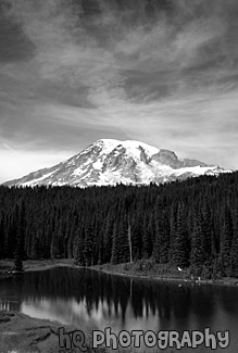 Mount Rainier & Reflection Lake black and white picture