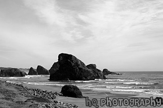 Sea Stacks Along Oregon Coast black and white picture