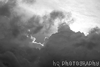 Sun Glare on Clouds black and white picture