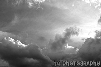 Sun Glaring on Clouds black and white picture