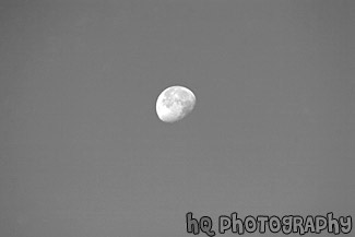 Three Quarters Full Moon black and white picture