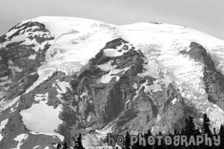 Mt. Rainier Really Close Up black and white picture