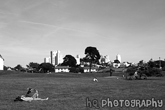 Park in San Francisco, California black and white picture