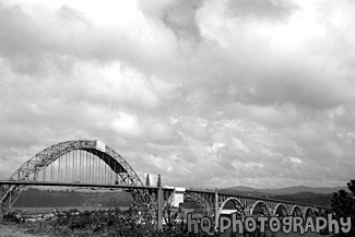 Newport, Oregon - Yaquina Bay Bridge black and white picture