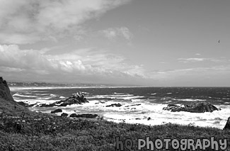 Newport, Oregon Coastal Scene black and white picture