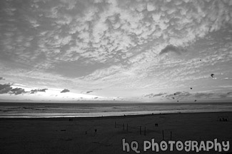 Seaside Oregon Beach Sunset black and white picture