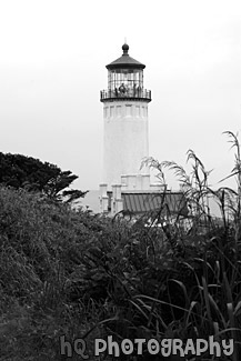 North Head Lighthouse on Washington Coast black and white picture