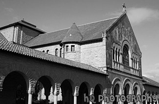 Side View of Stanford Memorial Church black and white picture