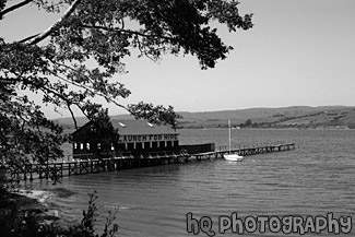 Marin County Boat Launch black and white picture