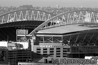 Qwest Field black and white picture