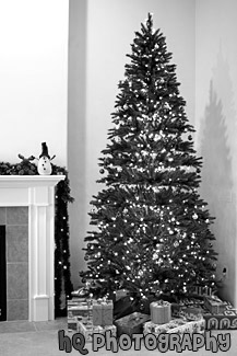 Christmas Tree & Presents black and white picture