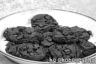 Chocolate Cookies Close Up black and white picture