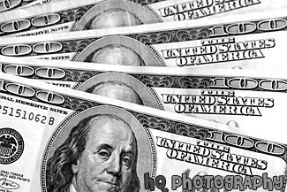 $100 Dollar Bills black and white picture