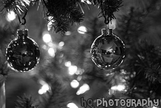 Christmas Ornaments black and white picture