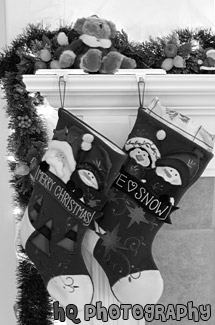 Christmas Stockings black and white picture