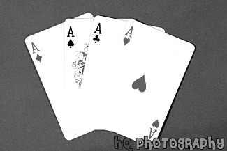 Four Aces Close Up black and white picture