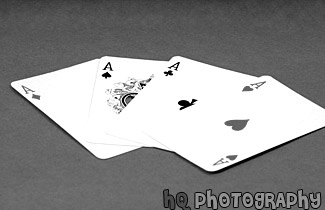 Close up of 4 Aces black and white picture