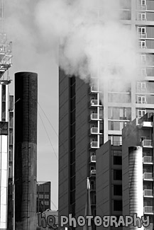 Smoke Stacks in Seattle black and white picture