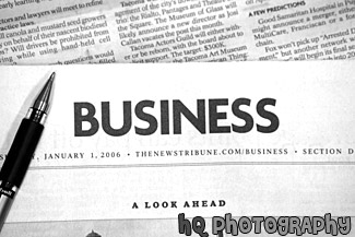 Business Section of Newspaper black and white picture