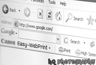 Google URL on Web Browser black and white picture