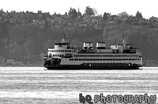 Ferry Boat in Puget Sound black and white picture