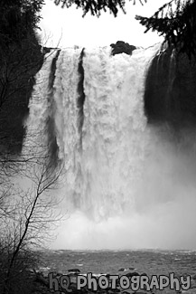 Snoqualmie Falls Large Waterflow black and white picture