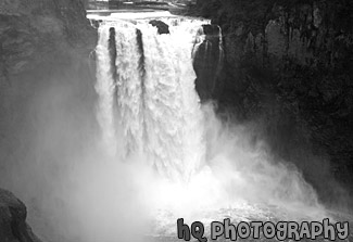 Snoqualmie Falls & Mist black and white picture