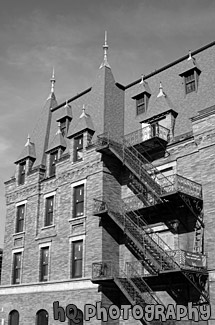 Stadium High School Building black and white picture