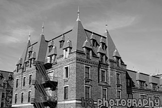 Blue Sky & Stadium High School black and white picture