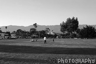 People at Park in Santa Barbara black and white picture