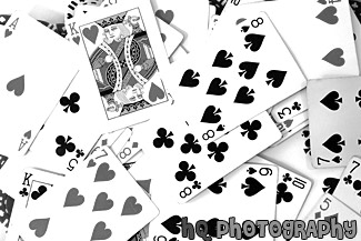 Pile of Playing Cards black and white picture