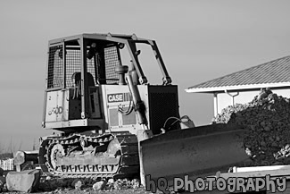 Bulldozer black and white picture