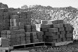 Bricks and Rocks black and white picture