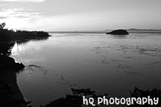 Pink & Purple Sunset Over Deception Pass black and white picture