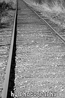 Railroad Tracks black and white picture