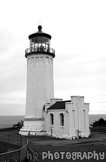 North Head Lighthouse in Washington black and white picture