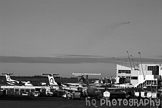 Seattle Airport black and white picture